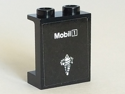 Panel 1 x 2 x 2 with Side Supports - Hollow Studs with 'Mobil 1' and Michelin Man Logo Pattern (Sticker) - Set 75887