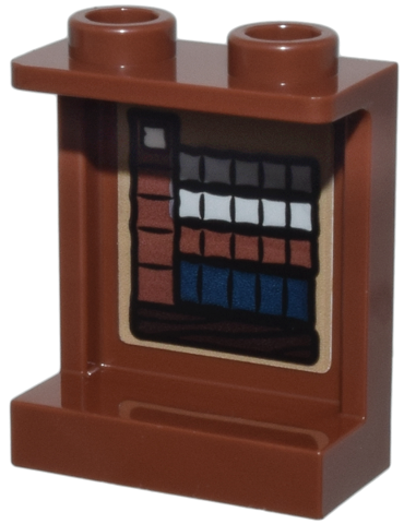 Panel 1 x 2 x 2 with Side Supports - Hollow Studs with Wooden Shelf with Dark Blue, Light Bluish Gray and Reddish Brown Books Pattern on Inside (Sticker) - Set 76385