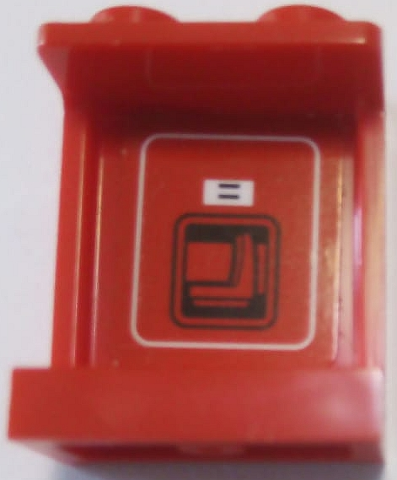 Panel 1 x 2 x 2 with Side Supports - Hollow Studs with Containment Unit with Black Lines and Handle in White Rounded Rectangle Pattern on Inside (Sticker) - Set 75827