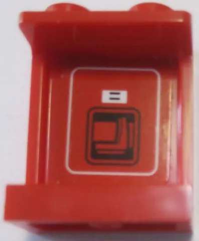 Panel 1 x 2 x 2 with Side Supports - Hollow Studs with Containment Unit with Black Lines and Handle in White Rounded Rectangle Pattern on Inside (Sticker) - Set 75827