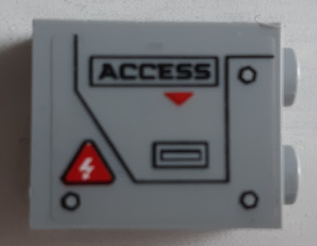 Panel 1 x 2 x 2 with Side Supports - Hollow Studs with 'ACCESS', Electricity Danger Sign and Hatch with Handle and Bolts Pattern Side A (Sticker) - Set 60188