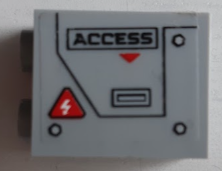 Panel 1 x 2 x 2 with Side Supports - Hollow Studs with 'ACCESS', Electricity Danger Sign and Hatch with Handle and Bolts Pattern Side B (Sticker) - Set 60188