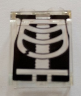 Panel 1 x 2 x 2 with Side Supports - Hollow Studs with Minifigure Torso and Hips X-Ray with Broken Rib Pattern (Sticker) - Set 60204