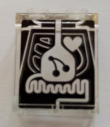 Panel 1 x 2 x 2 with Side Supports - Hollow Studs with Minifigure Torso MRI with Heart, Cherries in Stomach, and Intestines Pattern (Sticker) - Set 60204