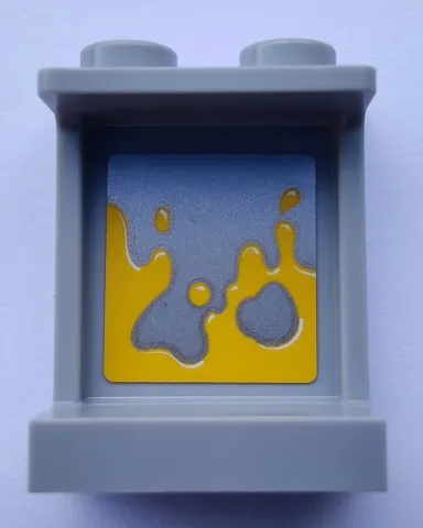 Panel 1 x 2 x 2 with Side Supports - Hollow Studs with Yellow Splattered Oil Spill Pattern (Sticker) - Set 80012