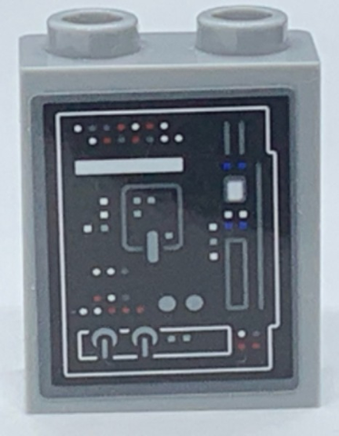 Panel 1 x 2 x 2 with Side Supports - Hollow Studs with SW Millennium Falcon Control Panel with Lights and Switches Pattern (Sticker) - Set 75192