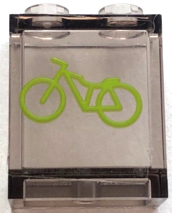 Panel 1 x 2 x 2 with Side Supports - Hollow Studs with Lime Bicycle Pattern (Sticker) - Set 60337