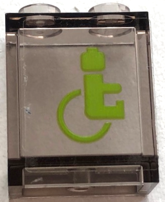 Panel 1 x 2 x 2 with Side Supports - Hollow Studs with Lime Minifigure in Wheelchair Pattern (Sticker) - Set 60337