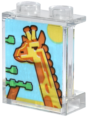 Panel 1 x 2 x 2 with Side Supports - Hollow Studs with Giraffe, Sun, and Leaves Pattern (Sticker) - Set 31147