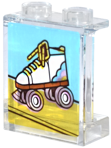 Panel 1 x 2 x 2 with Side Supports - Hollow Studs with Roller Skate, Yellow Laces, and Bright Pink Wheels Pattern (Sticker) - Set 31147