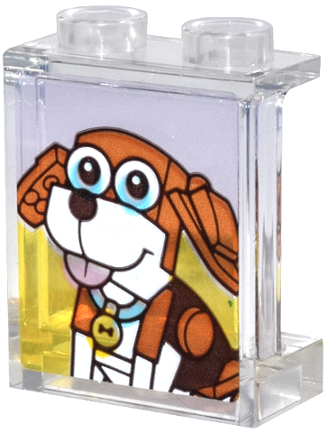 Panel 1 x 2 x 2 with Side Supports - Hollow Studs with Reddish Brown and White Dog with Collar Pattern (Sticker) - Set 31147