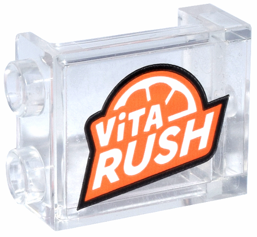 Panel 1 x 2 x 2 with Side Supports - Hollow Studs with Orange and White 'ViTA RUSH' Logo Pattern (Sticker) - Set 76269