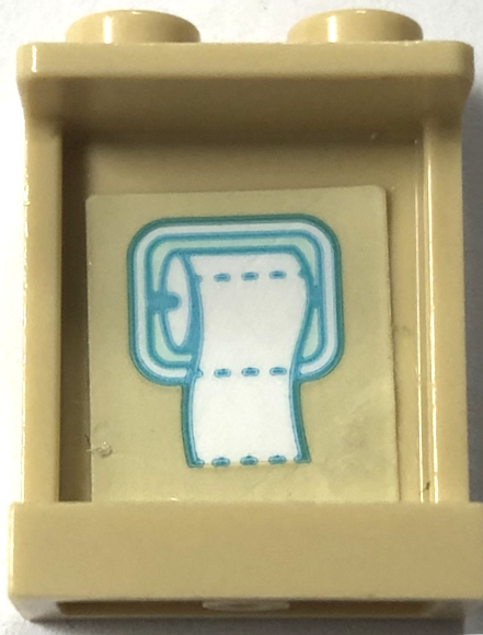 Panel 1 x 2 x 2 with Side Supports - Hollow Studs with White Toilet Paper Roll with Medium Azure Outline Pattern (Sticker) - Set 41720