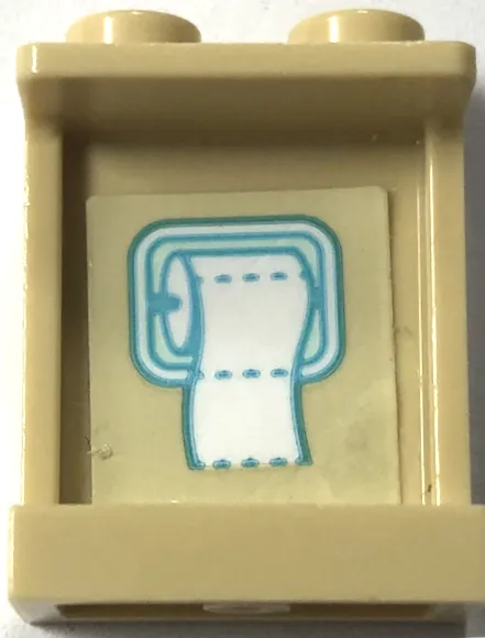 Panel 1 x 2 x 2 with Side Supports - Hollow Studs with White Toilet Paper Roll with Medium Azure Outline Pattern (Sticker) - Set 41720