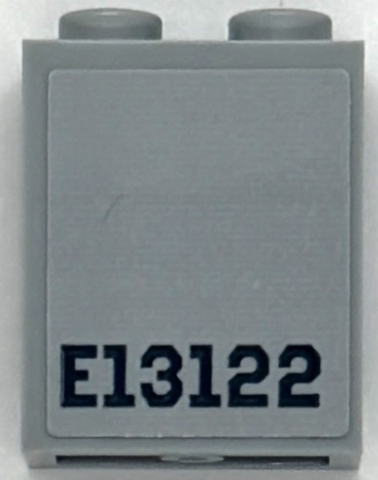 Panel 1 x 2 x 2 with Side Supports - Hollow Studs with Dark Bluish Gray 'E13122' Pattern (Sticker) - Set 76294