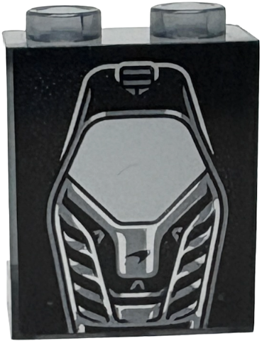 Panel 1 x 2 x 2 with Side Supports - Hollow Studs with Silver and Dark Silver Vehicle Rear Window with McLaren Logo and Vents on Black Background Pattern