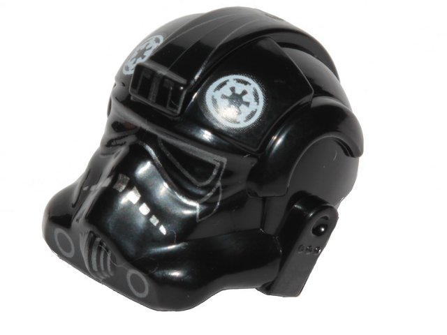Minifigure, Headgear Helmet SW Stormtrooper Type 2, TIE Bomber Pilot with White Imperial Logo Pattern