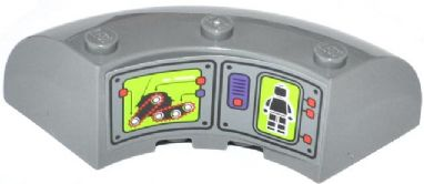 Brick, Round Corner 6 x 6 x 2 with Garmatron and Minifigure on Screens Pattern (Sticker) - Set 70504