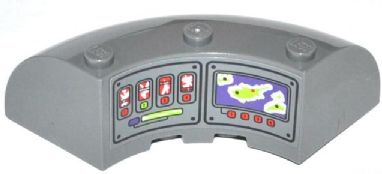 Brick, Round Corner 6 x 6 x 2 with Gauges, Numbered Buttons and Map Screen Pattern (Sticker) - Set 70504