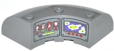 Brick, Round Corner 6 x 6 x 2 with Gauges, Numbered Buttons and Map Screen Pattern (Sticker) - Set 70504