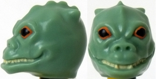 Minifigure, Head, Modified SW Saurin / Trandoshan with Orange and Black Eyes Pattern (Bossk)