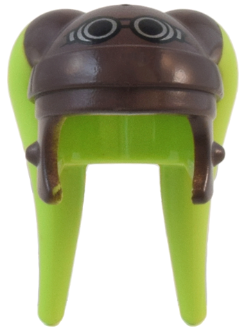 Minifigure, Headgear Headdress SW Twi'lek with Dark Brown Helmet, Silver Goggles, and White Circles Pattern (Hera Syndulla)