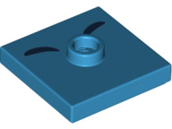 Plate, Modified 2 x 2 with Groove and 1 Stud in Center with 2 Black Curved Lines Pattern (Super Mario Swoop Eyes)