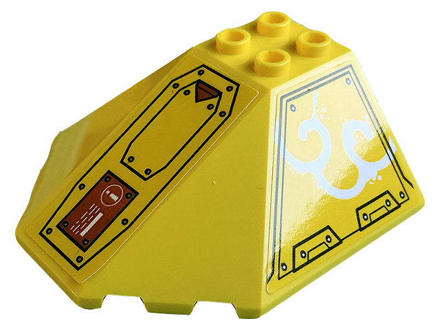 Windscreen 6 x 6 x 2 Canopy with Panel with Hull Plates, Silver Dots, Red Hatch with Exclamation Mark and White Smoke Pattern Model Left Side (Stickers) - Set 80008