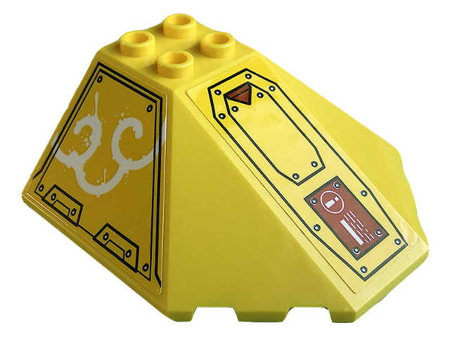 Windscreen 6 x 6 x 2 Canopy with Panel with Hull Plates, Silver Dots, Red Hatch with Exclamation Mark and White Smoke Pattern Model Right Side (Stickers) - Set 80008