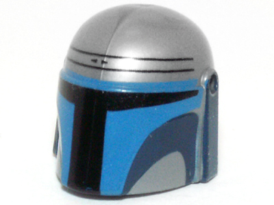 Minifigure, Headgear Helmet with Holes, SW Mandalorian with Blue and Dark Blue Visor Pattern