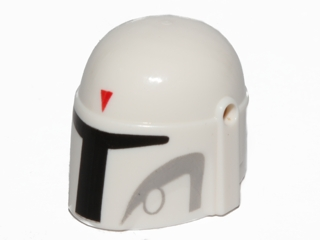 Minifigure, Headgear Helmet with Holes, SW Mandalorian with Red Triangle and Light Bluish Gray Pattern