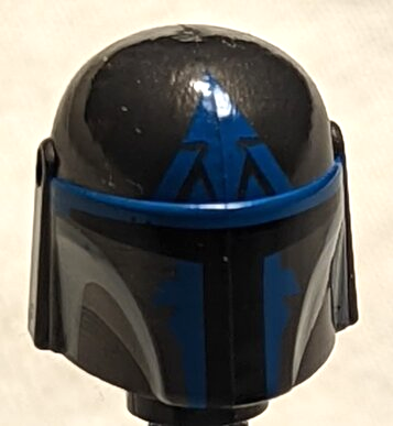 Minifigure, Headgear Helmet with Holes, SW Mandalorian with Blue and Light Bluish Gray Pattern
