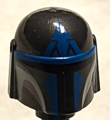 Minifigure, Headgear Helmet with Holes, SW Mandalorian with Blue and Light Bluish Gray Pattern