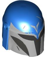Minifigure, Headgear Helmet with Holes, SW Mandalorian with Silver Front and 'V', Dark Silver Cheek Indents and Black Visor Pattern