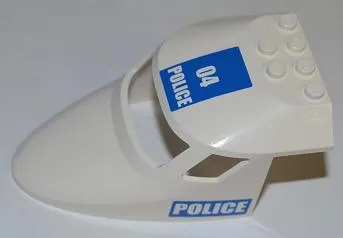 Aircraft Fuselage Forward Top Curved 6 x 10 x 4 with 3 Window Panes with '04 POLICE' on Top and 'POLICE' on Both Sides Pattern (Stickers) - Set 3658