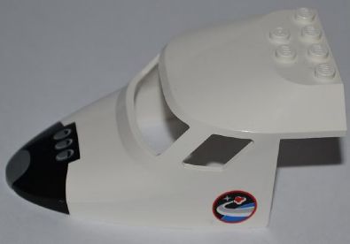 Aircraft Fuselage Forward Top Curved 6 x 10 x 4 with 3 Window Panes with Black Space Shuttle Nose and Space Logo Pattern on Both Sides (Stickers) - Set 3367