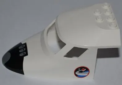 Aircraft Fuselage Forward Top Curved 6 x 10 x 4 with 3 Window Panes with Black Space Shuttle Nose and Space Logo Pattern on Both Sides (Stickers) - Set 3367