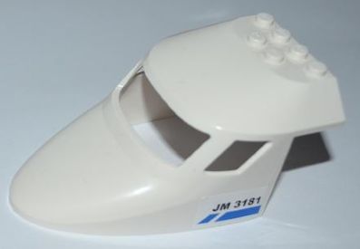 Aircraft Fuselage Forward Top Curved 6 x 10 x 4 with 3 Window Panes with Blue Line and 'JM 3181' Pattern on Both Sides (Stickers) - Set 3181