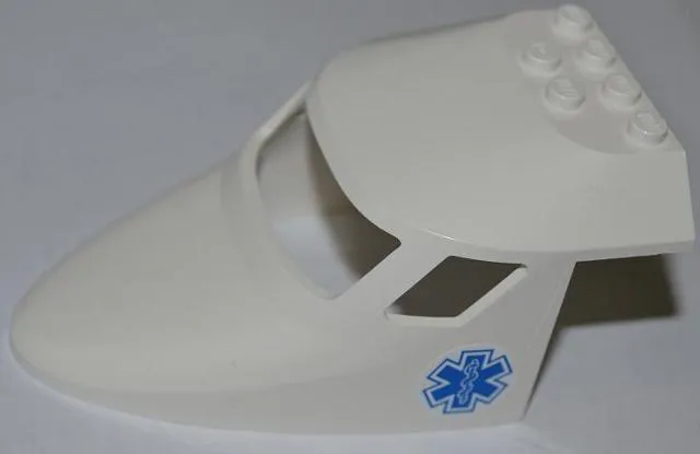 Aircraft Fuselage Forward Top Curved 6 x 10 x 4 with 3 Window Panes with EMT Star of Life Pattern on Both Sides (Stickers) - Set 4429