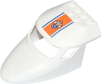 Aircraft Fuselage Forward Top Curved 6 x 10 x 4 with 3 Window Panes with Blue Lines and Coast Guard Logo on Orange Background Pattern (Sticker) - Set 60015