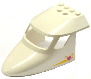 Aircraft Fuselage Forward Top Curved 6 x 10 x 4 with 3 Window Panes with Yellow Stripe and Winged Heart Pattern on Both Sides (Stickers) - Set 41100