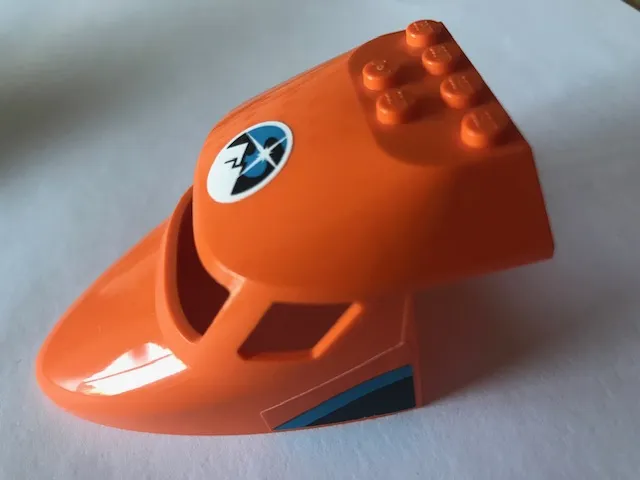 Aircraft Fuselage Forward Top Curved 6 x 10 x 4 with 3 Window Panes with Arctic Explorers Logo and Dark Azure and Dark Blue Stripes Pattern on Both Sides (Stickers) - Set 60193