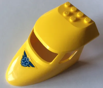 Aircraft Fuselage Forward Top Curved 6 x 10 x 4 with 3 Window Panes with Blue EMT Star Of Life with Wings Pattern (Sticker) - Set 60179