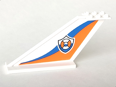 Tail 12 x 2 x 5 with Coast Guard Logo and Blue and Orange Waves Pattern on Both Sides (Stickers) - Set 60166