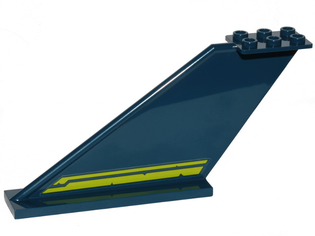 Tail 12 x 2 x 5 with Two Lime Stripes with Cut Out Edges Pattern Model Left Side (Sticker) - Set 70839