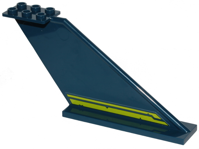 Tail 12 x 2 x 5 with Two Lime Stripes with Cut Out Edges Pattern Model Right Side (Sticker) - Set 70839