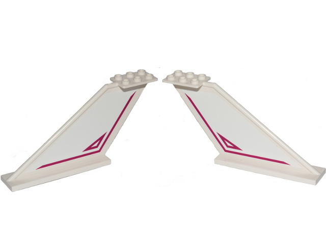 Tail 12 x 2 x 5 with Magenta Stripe and Outlined Triangle Pattern on Both Sides (Stickers) - Set 70849