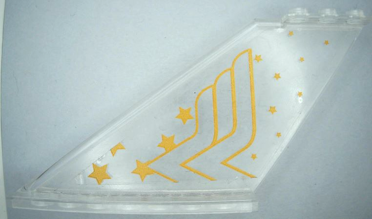 Tail 12 x 2 x 5 with Gold Stars and Wonder Woman Logo Left Half Pattern Model Right Side (Sticker) - Set 41239