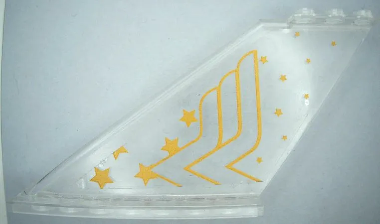 Tail 12 x 2 x 5 with Gold Stars and Wonder Woman Logo Left Half Pattern Model Right Side (Sticker) - Set 41239