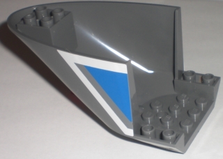 Aircraft Fuselage Aft Section Curved Bottom 6 x 10 with White and Blue Geometric Pattern on Both Sides (Stickers) - Set 3222